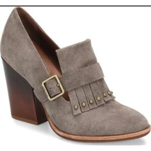 Kork-Ease Prim Mosto Suede Kiltie Pump Heel Women Size 7.5 Khaki Gray